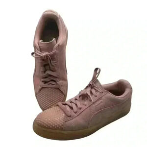 Women’s Puma Pink Suede Spiked Gel Toe‎ Sneakers, 8.5